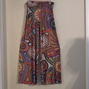 Colorful Geometric Wide-Leg Palazzo Pants Size M